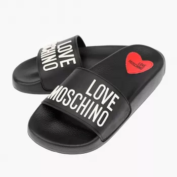 Love Moschino Women’s Black Print Slippers: Chic Slip-Ons